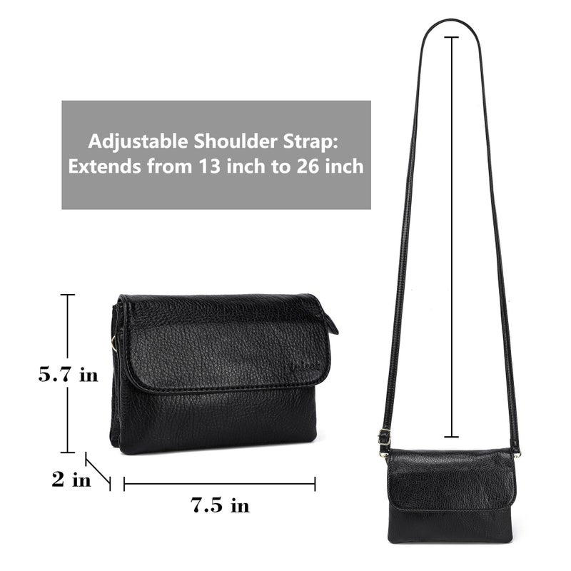 MINICAT RFID Blocking Small Crossbody Bags for Women Vegan Leather Mini Travel Purses Cell Phone Purse Cross Body Bag (Black Small) - Image 3